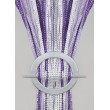 Firana MAKARON fiolet-biały przeplatana srebrną taśmą 300x250cm